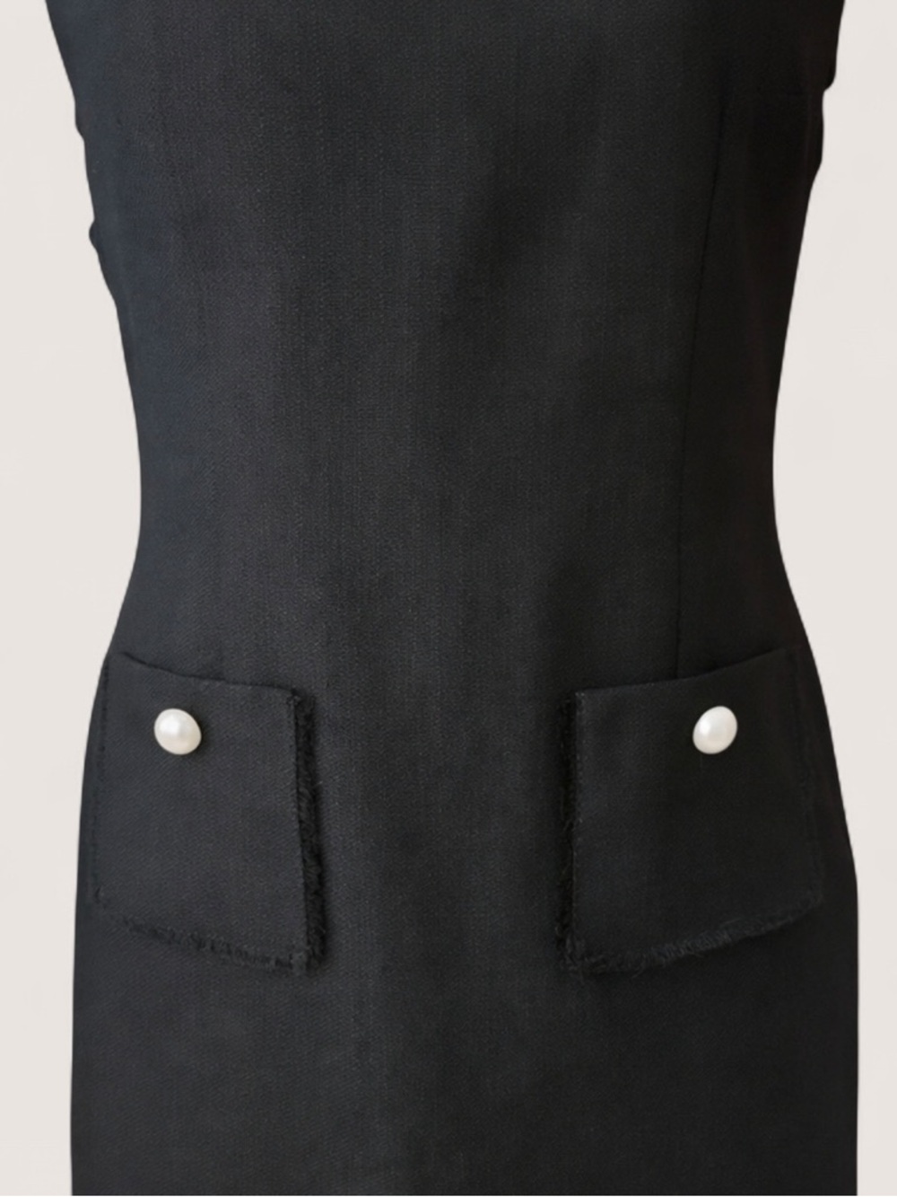 NWT Karl Lagerfeld Paris Sleeveless Black Tweed Shift Dress Pearl Accent Size 6 - Picture 4 of 15